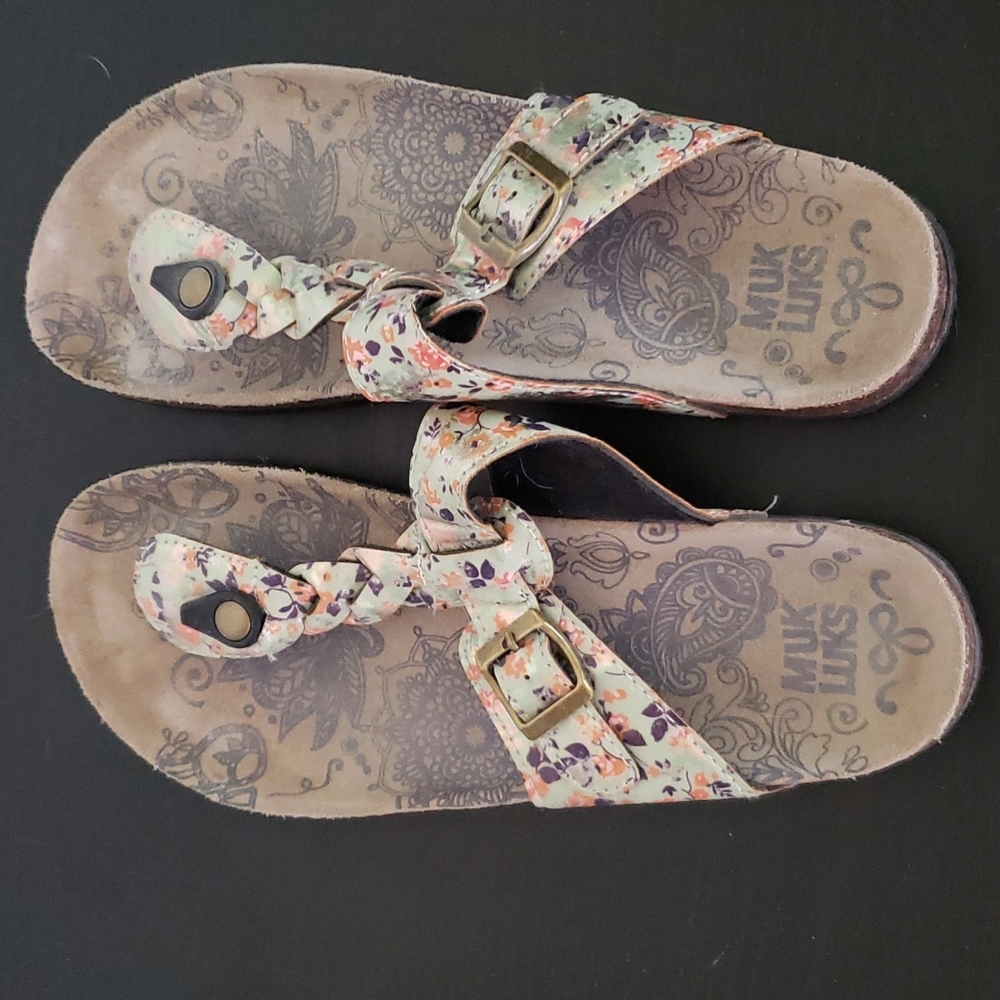 Muk Luks floral sandals, size 10